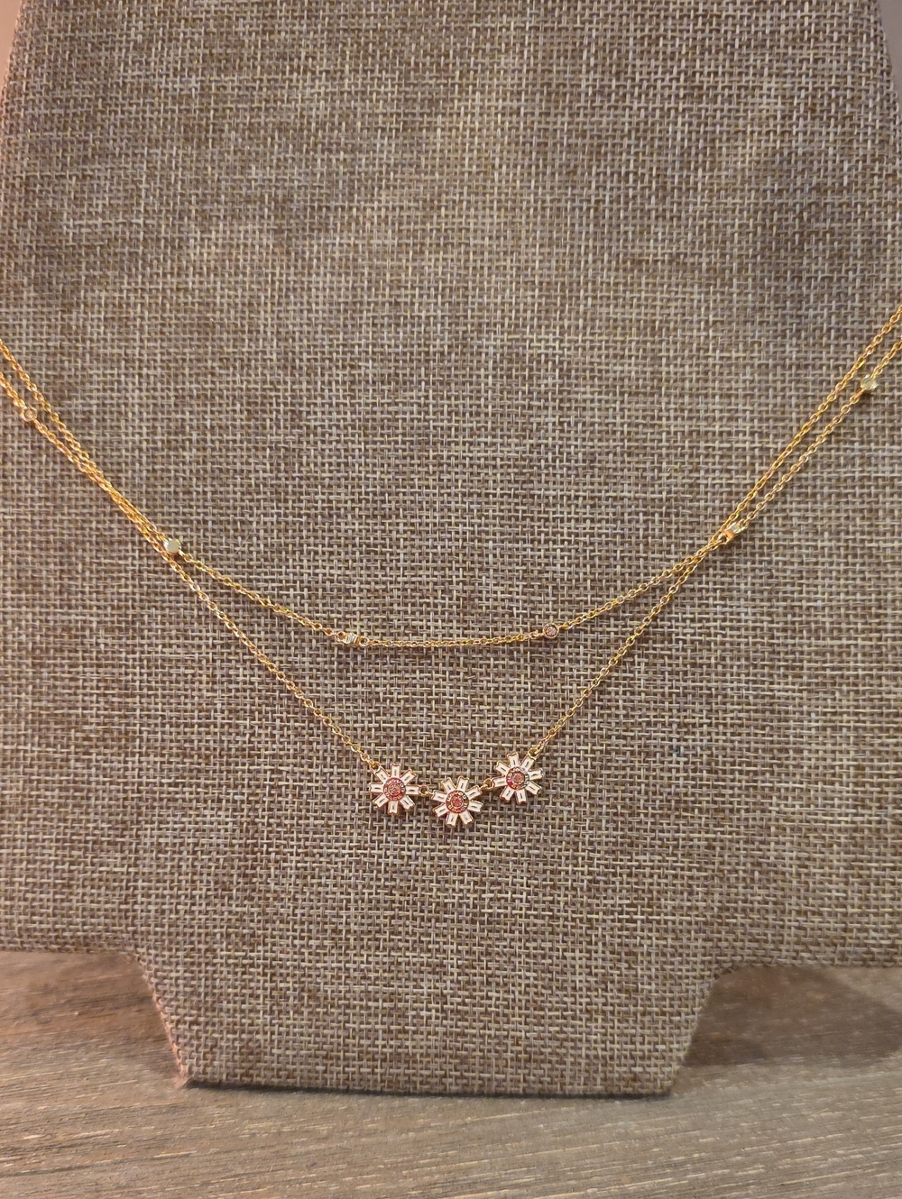 Coach 3 Daisy Double Chain Gold Toned Necklace 16+2 Inches NWT